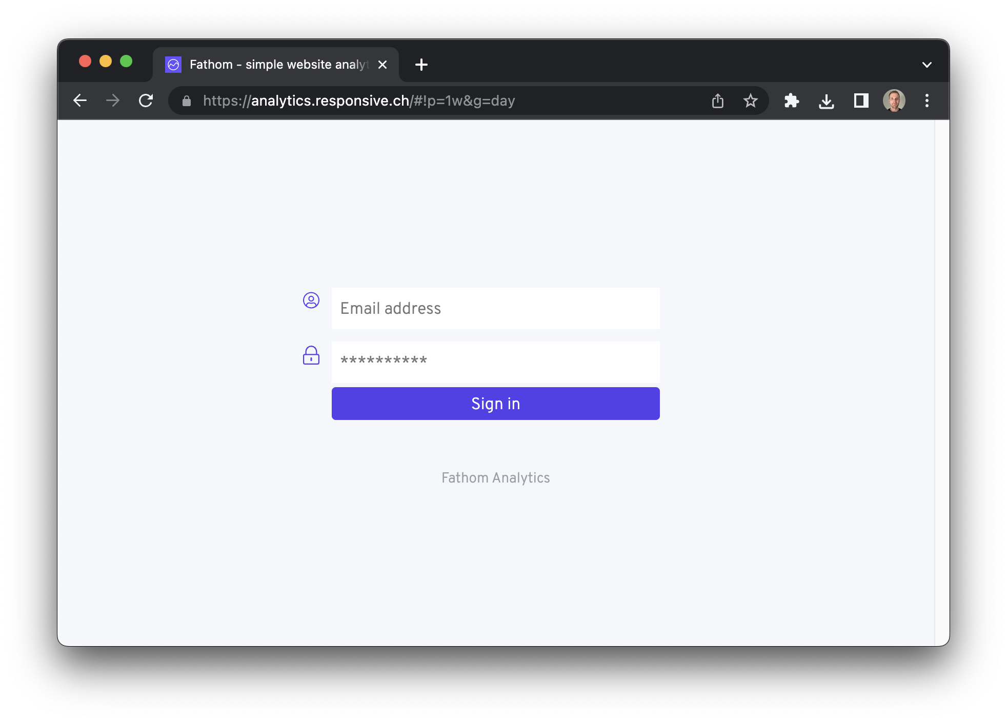 Screenshot of Fathom Lite showing a login prompt